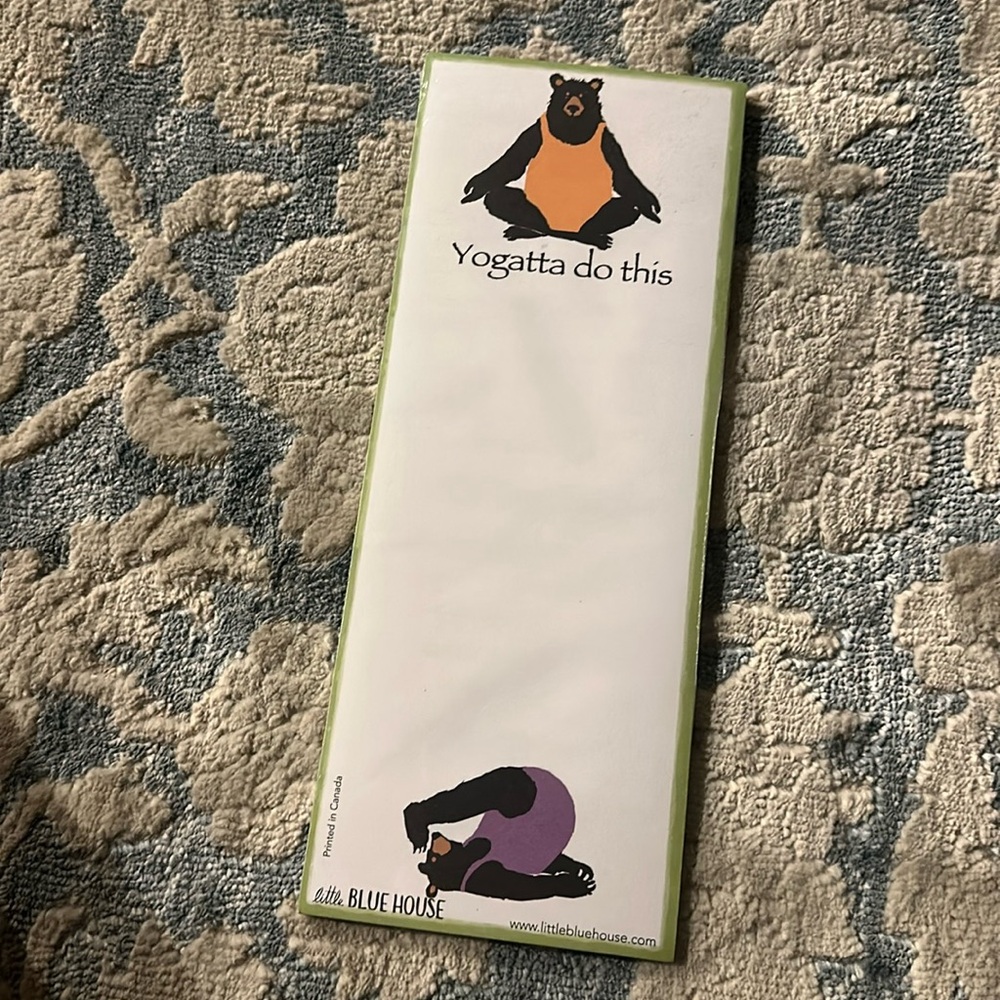 Adorable yoga bears magnetic notepad